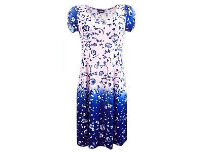 Růžovo modré letní volné šaty - vel.38